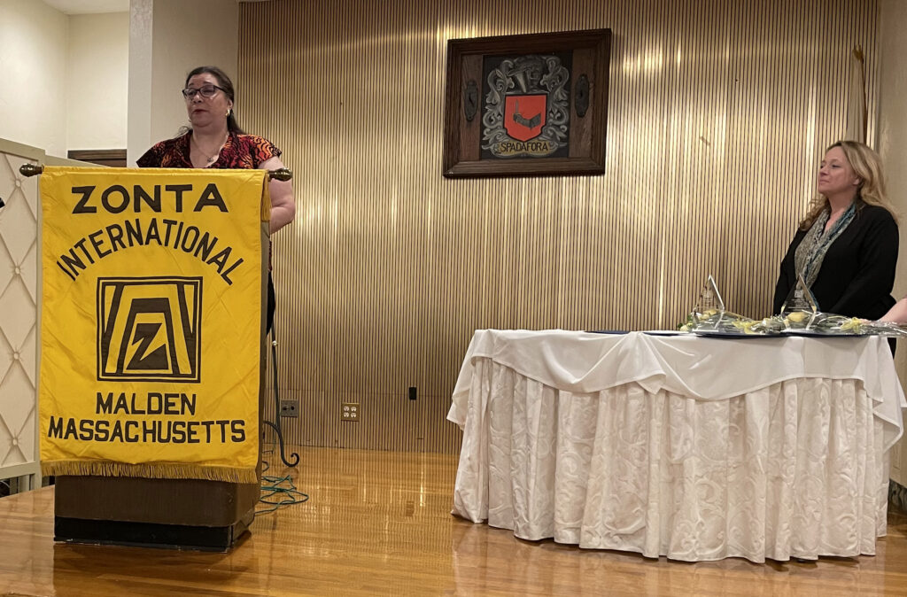 Zayda accepting the Zonta Women Making a Difference Award 2023